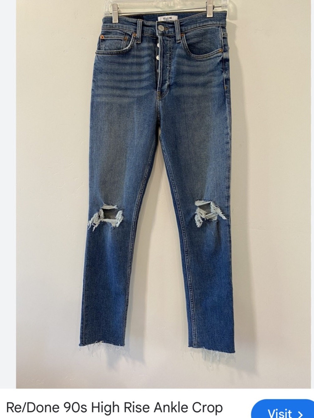 Re/Done 90’s High-Rise Ankle Crop Jeans — Dark Blue